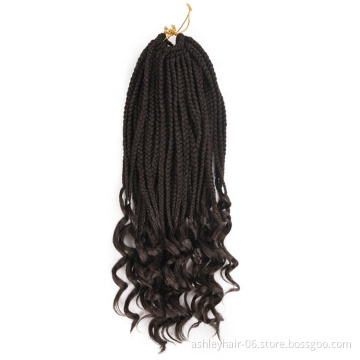 High Quality Synthetic Crochet Braids For Hair Extension Curly Ends Box Braids Ombre Crochet Hair Extension
